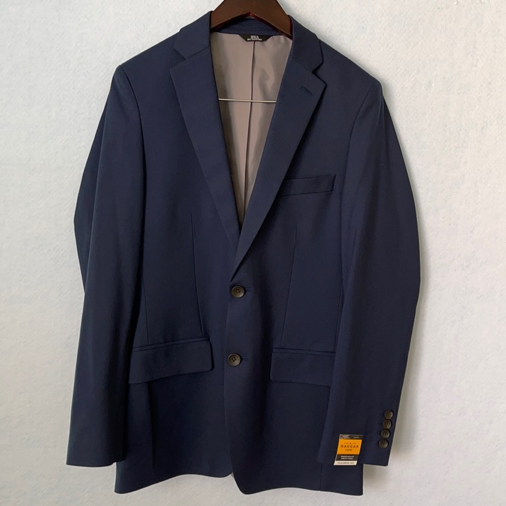 Haggar H26 Navy Textured Tailored Fit Suit Jacket